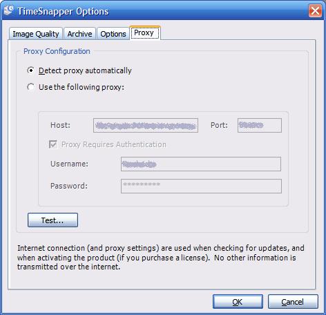 The Options form -- Proxy Tab
